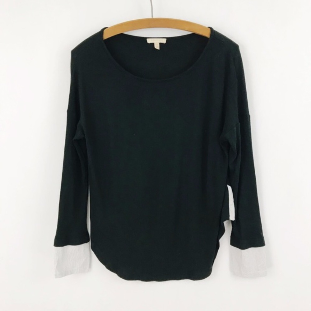 Anthropologie Bordeaux Cuff Sleeved Top Black